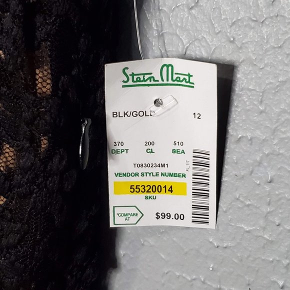 NWT Connected Apparel Black Lace, Nude Lined Sleeveless Cocktail Dress, 12 - Picture 9 of 9